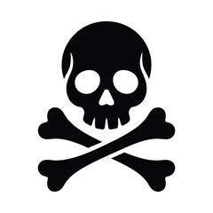 Classic black skull and crossbones symbol for danger