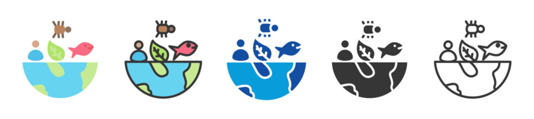 biodiversity icon set multi style various collection