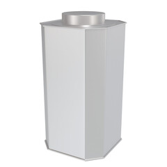 3D Render a white trash can with a lid on a white background