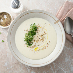 Celery and potato soup with truffle oil