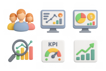 Colorful dashboard icons for data analysis and business management design