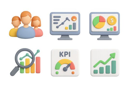 Colorful dashboard icons for data analysis and business management design