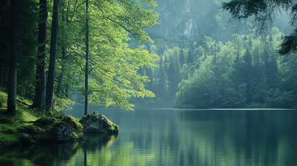 Imagine a hidden spot by a quiet lake, where the forest and water meet. What feelings of solitude and relaxation come over you in this secluded place?