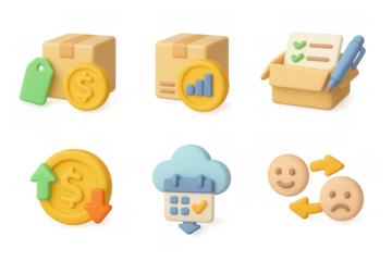 Colorful cartoon icon set for business and communication designs