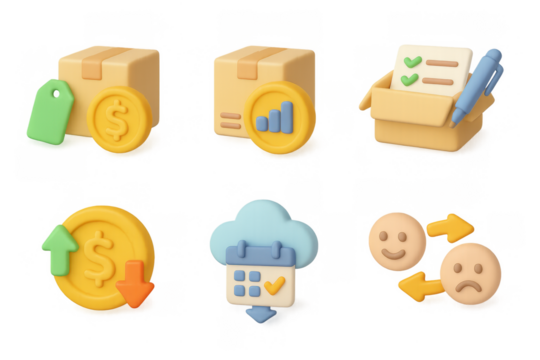 Colorful cartoon icon set for business and communication designs