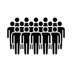 Stylized black silhouettes of a group of people standing together