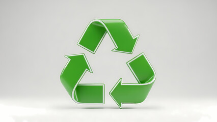 Obraz premium Green 3D recycling symbol icon isolated on white background