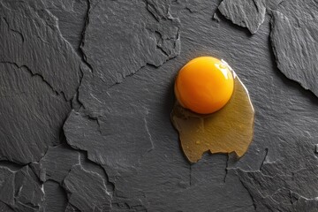 Fresh Egg Yolk on Dark Slate
