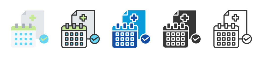 annual checkup icon set multi style various collection