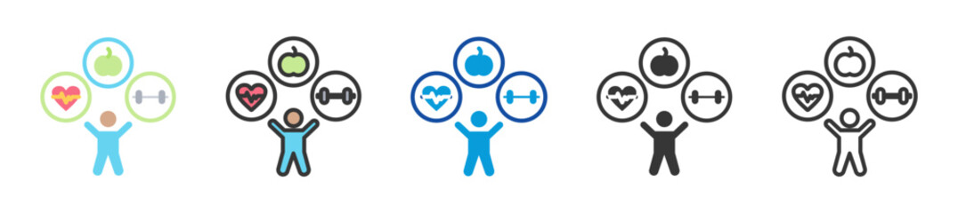 wellness program icon set multi style various collection