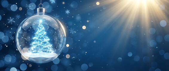 Shiny Christmas Tree In Snow Globe