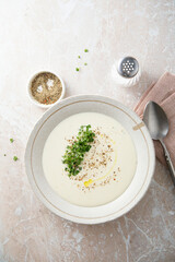 Celery and potato soup with truffle oil