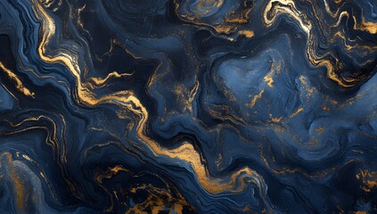 Elegant dark blue and gold marble pattern with rich flowing texture.
