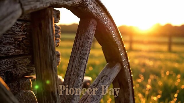 Pioneer Day Wagon Wheel Heritage Sunset Background Utah Holiday