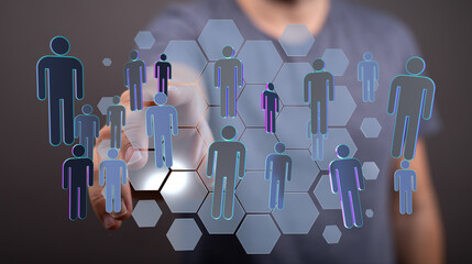 Connecting people in the digital age. Network of individuals interacting through modern technology....