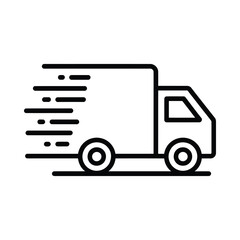 Fast delivery truck icon with motion lines