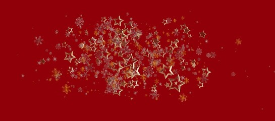 Christmas background with golden stars and snowflakes on a vibrant red backdrop. Perfect for holiday design and celebrations.
