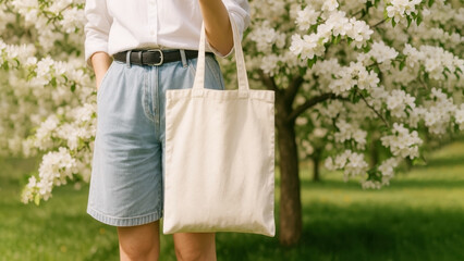 Blooming spring style with a tote bag in hand
