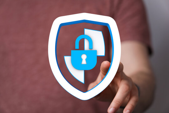 Concept of cybersecurity, data protection and secure online transactions. Padlock shield icon represents security and privacy for sen - Powered by Adobe