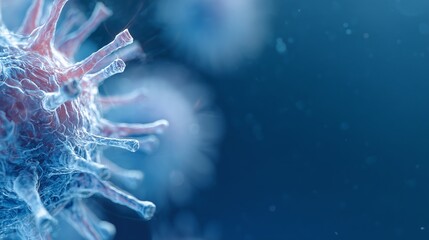 Microscopic view of a virus highlighting its structure and details in digital format