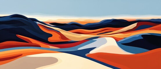 Vibrant abstract landscape with flowing hues