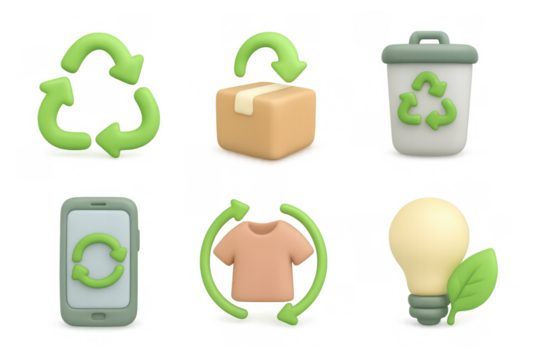 Circular economy concepts illustrated with recycling and sustainability icons for eco-friendly design