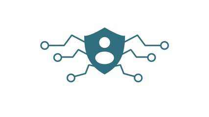 Animation graphic of a user connected to a security network or blockchain data protection system. - Powered by Adobe