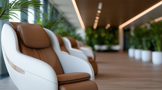 Stylish, modern lounge chairs are arranged in a beautifully designed contemporary space, symbolizing comfort, relaxation, and sophisticated interior design.