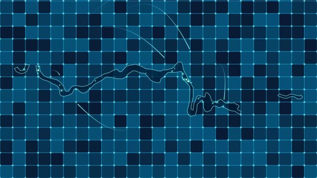 Digital grid map animation of United Nations Buffer Zone in Cyprus, Technology, Communication, Transportation