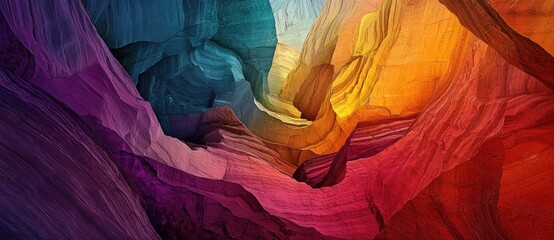 Vibrant colors in abstract canyon-like formations