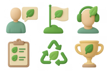 Eco-friendly icons set for sustainability and environmental awareness design projects