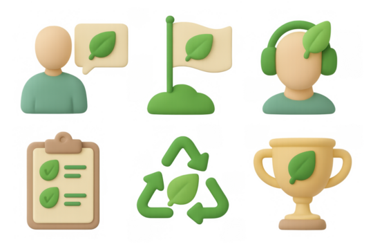 Eco-friendly icons set for sustainability and environmental awareness design projects