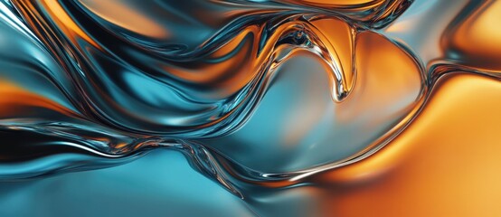 Colorful abstract swirls of blue and orange fluid