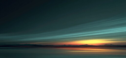 Vibrant sunset over tranquil waters at twilight