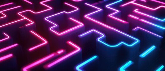 Neon labyrinth glowing in vibrant colors