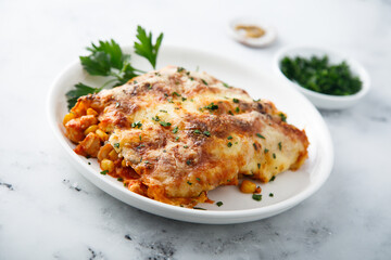 Homemade enchilada with sweet corn