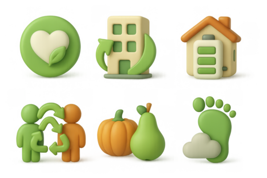 Eco friendly icon set featuring sustainability concepts for environmental design