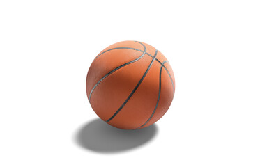Obraz premium Blank leather basketball ball mock up, png, transparent background, 3d rendering. Empty sphere for basket player mockup cut out. Clear professional equipment for basketbal match or tourney template.