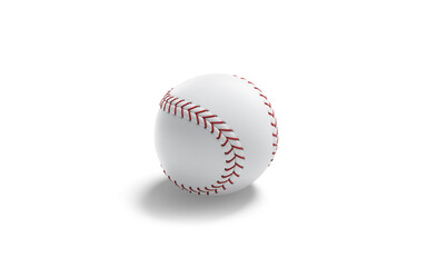 Blank white baseball ball with red seam mockup png, transparent background, 3d rendering. Empty leather fastball for american game mock up. Clear basebal bal for pitch or throw template.