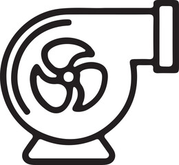 Stylized silhouette icon of a turbocharger or blower fan with blades isolated on transparent background