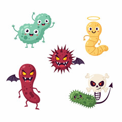 Naklejka premium Cartoon monster. Vector Halloween green monster. Big set of cartoon monsters 