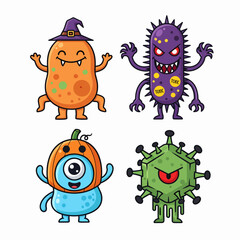 set of cartoon monsters. Cute monster in flat style