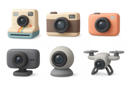 Retro and modern camera icon set with simple design elements for app and web ui - Powered by Adobe