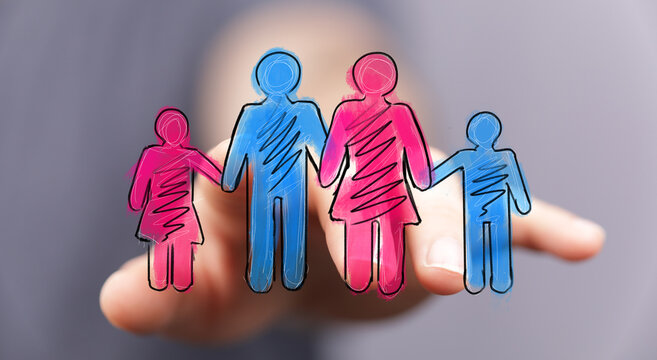 Illustrative image of a family, symbolizing unity, love, and togetherness. Ideal for family-related concepts. - Powered by Adobe