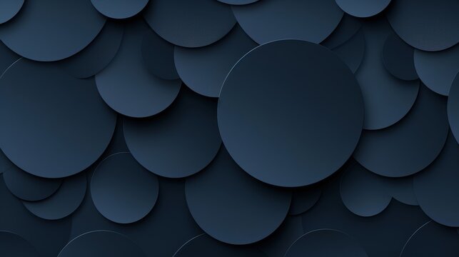 Dark navy blue background with large, smooth circles forming an abstract patterned surface. Modern, minimalist wallpaper design with depth and contrast. - Powered by Adobe