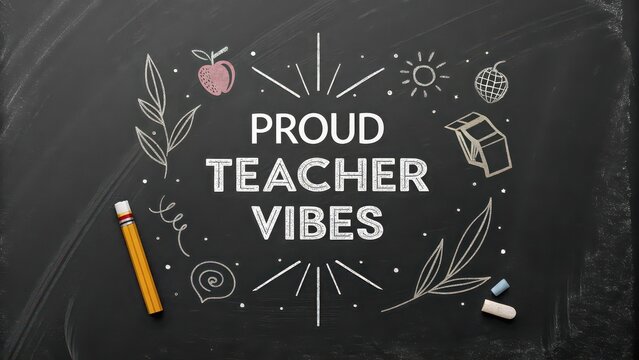 Inspiring proud teacher vibes message on chalkboard, perfect for back to school campaigns, education promotions, and celebrating educators everywhere - Powered by Adobe