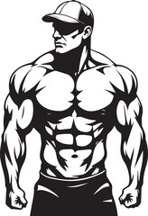 Fototapeta premium Muscular Man with Baseball Cap Vector Illustration