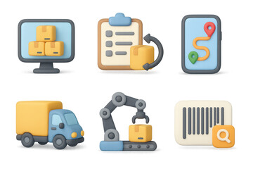 Logistics and delivery icon set for app design and infographic illustration