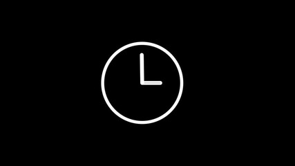 Outline Animation graphic of a clock icon symbolizing time, speed, or deadline management.