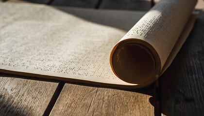 Ancient Scroll with Braille Text